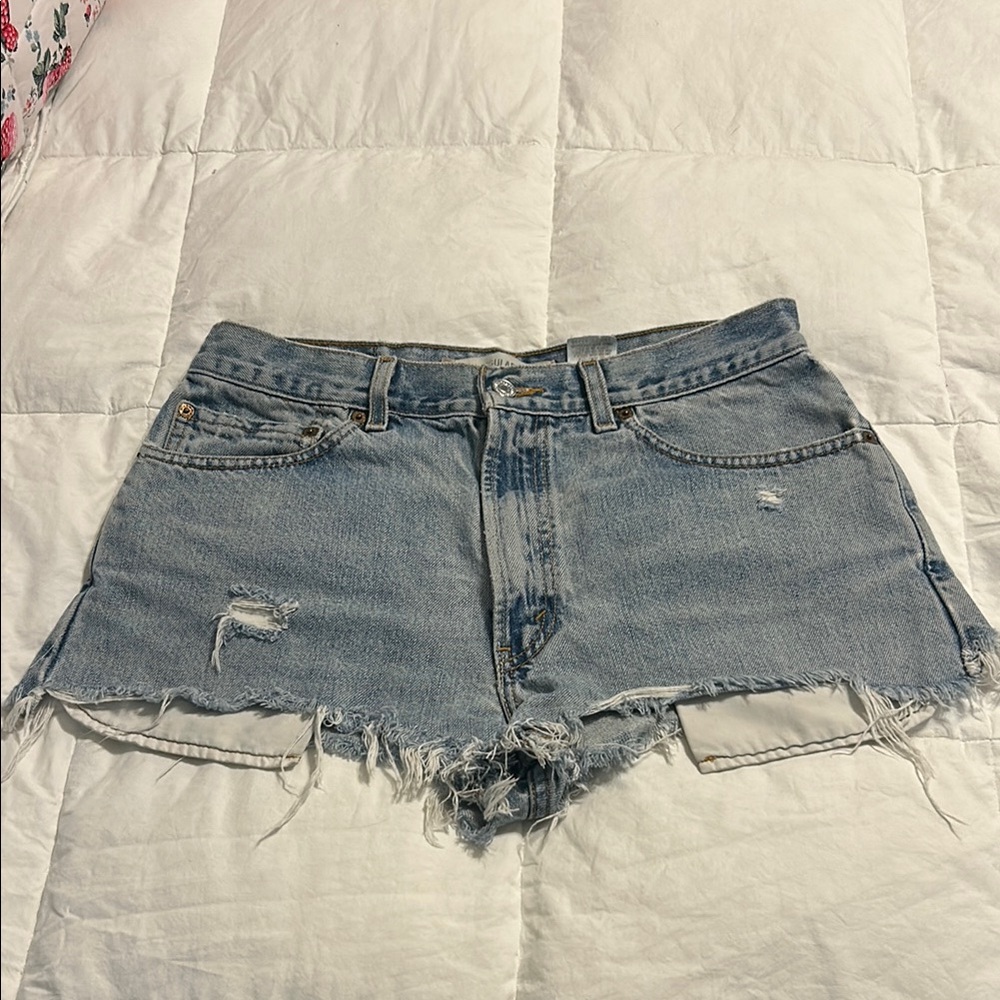 Levi's Light Blue Distressed Jean Shorts